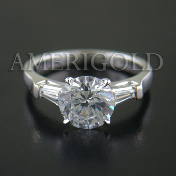 Round Diamond Center Three Stone Ring