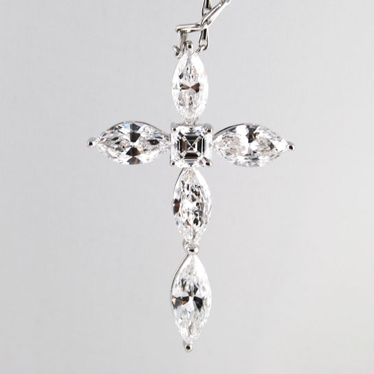 Cross Diamond Pandent Marquise Bullet Diamond 