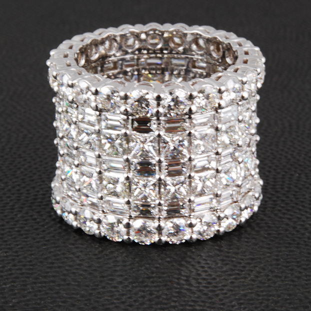 Handmade Princess Mulit Row Diamond Ring