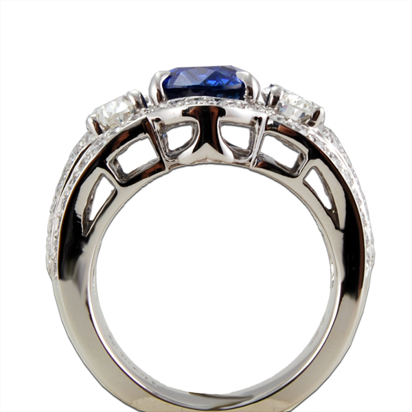 Blue Sapphire Diamond Custom Wedding Ring