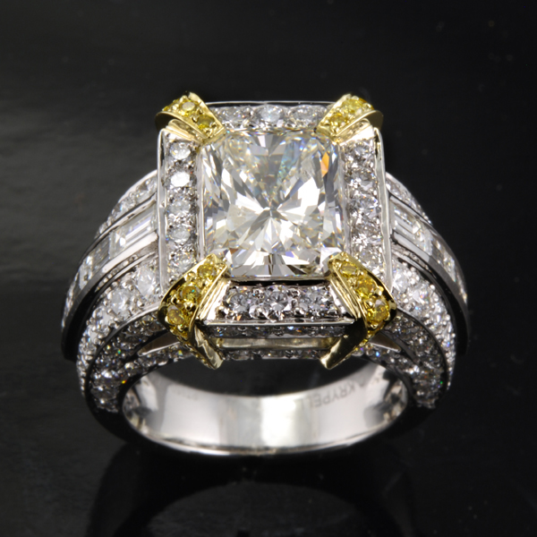 Cushion Cut Diamond and Baguette